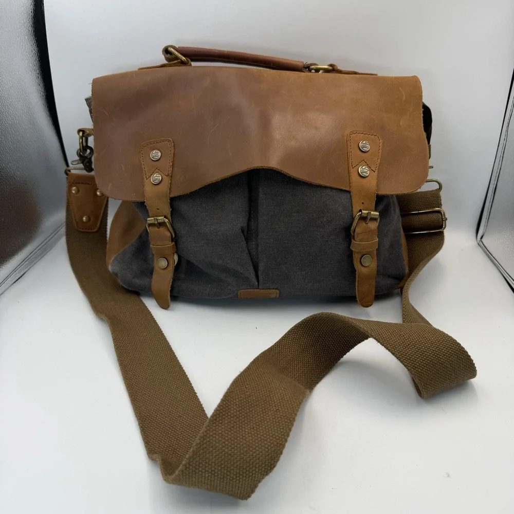 Gootium Vintage Canvas Leather Shoulder/Messenger Computer Bag 14.5' x 11